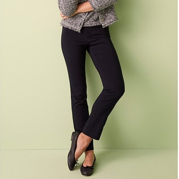 NIC+ZOE Black Straight-Leg Pull-On Pants Size 12P Petite New